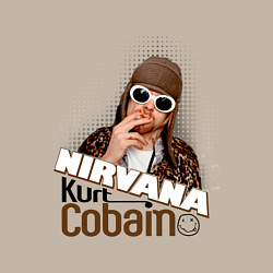 Свитшот хлопковый мужской Kurt Cobain in glasses, цвет: миндальный — фото 2