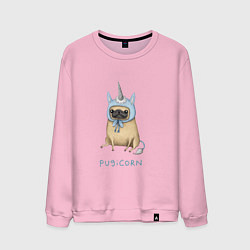 Свитшот хлопковый мужской Pugicorn, цвет: светло-розовый