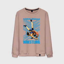 Свитшот хлопковый мужской Greco-roman wrestling, цвет: пыльно-розовый