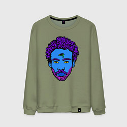 Свитшот хлопковый мужской Childish Gambino синяя голова, цвет: авокадо