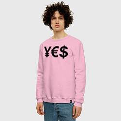 Свитшот хлопковый мужской YE$, цвет: светло-розовый — фото 2