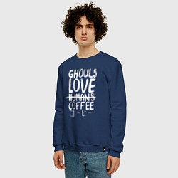 Свитшот хлопковый мужской Ghouls Love Coffee, цвет: тёмно-синий — фото 2