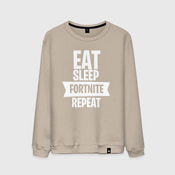 Свитшот хлопковый мужской Eat Sleep Fortnite Repeat, цвет: миндальный
