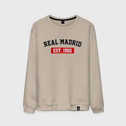 Свитшот хлопковый мужской FC Real Madrid Est. 1902, цвет: миндальный