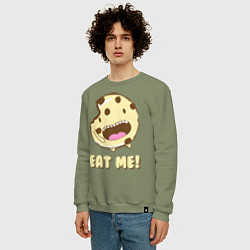 Свитшот хлопковый мужской Cake: Eat me!, цвет: авокадо — фото 2