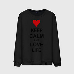 Свитшот хлопковый мужской Keep Calm & Love Life, цвет: черный