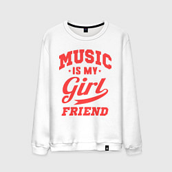 Свитшот хлопковый мужской Music is my girlfriend, цвет: белый