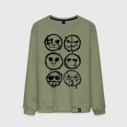 Свитшот хлопковый мужской HU Masks, цвет: авокадо