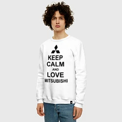 Свитшот хлопковый мужской Keep Calm & Love Mitsubishi, цвет: белый — фото 2