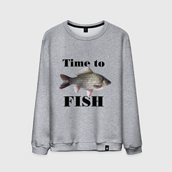 Свитшот хлопковый мужской Time to fish, цвет: меланж