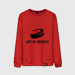 Свитшот хлопковый мужской Life is hockey!, цвет: красный