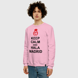 Свитшот хлопковый мужской Keep Calm & Hala Madrid, цвет: светло-розовый — фото 2