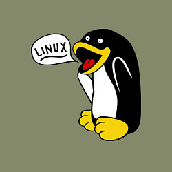 Свитшот хлопковый мужской Пингвин: Linux, цвет: авокадо — фото 2
