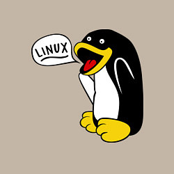 Свитшот хлопковый мужской Пингвин: Linux, цвет: миндальный — фото 2