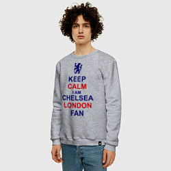 Свитшот хлопковый мужской Keep Calm & Chelsea London fan цвета меланж — фото 2