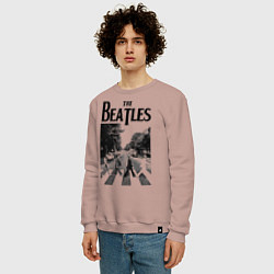 Свитшот хлопковый мужской The Beatles: Mono Abbey Road, цвет: пыльно-розовый — фото 2