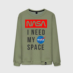 Свитшот хлопковый мужской Nasa i need my space, цвет: авокадо