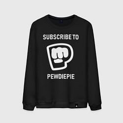 Свитшот хлопковый мужской Subscribe to PewDiePie, цвет: черный