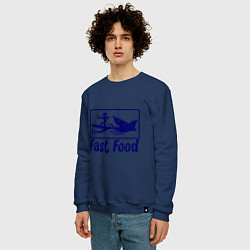 Свитшот хлопковый мужской Shark fast food, цвет: тёмно-синий — фото 2