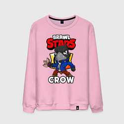 Свитшот хлопковый мужской BRAWL STARS CROW, цвет: светло-розовый
