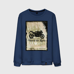 Свитшот хлопковый мужской Born to Ride, цвет: тёмно-синий