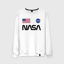 Свитшот хлопковый мужской NASA НАСА цвета белый — фото 1
