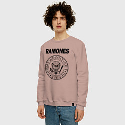 Свитшот хлопковый мужской RAMONES, цвет: пыльно-розовый — фото 2