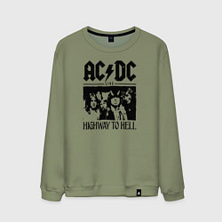 Свитшот хлопковый мужской ACDC highway to hell, цвет: авокадо