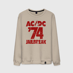Свитшот хлопковый мужской ACDC 74 jailbreak, цвет: миндальный