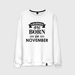 Свитшот хлопковый мужской Legends are born in November, цвет: белый