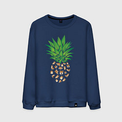 Свитшот хлопковый мужской Ананас из собак Акита, цвет: тёмно-синий