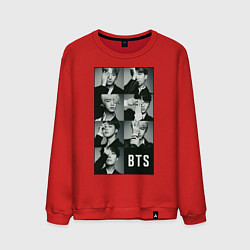 Свитшот хлопковый мужской BTS, цвет: красный