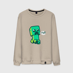 Свитшот хлопковый мужской MINERCRAFT CREEPER, цвет: миндальный