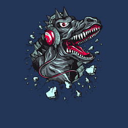 Свитшот хлопковый мужской Динозавр меломан, цвет: тёмно-синий — фото 2
