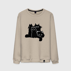 Свитшот хлопковый мужской Мохнатые Коты, цвет: миндальный