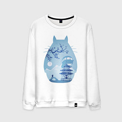 Свитшот хлопковый мужской Тоторо Миядзаки, цвет: белый