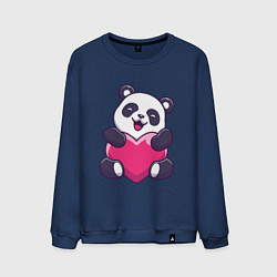 Свитшот хлопковый мужской Панда love, цвет: тёмно-синий