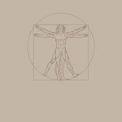 Свитшот хлопковый мужской Витрувианский человек, цвет: миндальный — фото 2