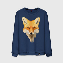 Свитшот хлопковый мужской Лис арт, цвет: тёмно-синий