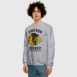 Свитшот хлопковый мужской CHICAGO BLACKHAWKS NHL, цвет: меланж — фото 2