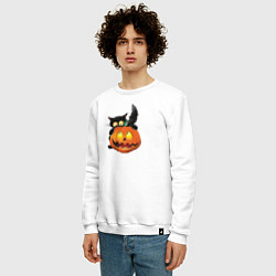 Свитшот хлопковый мужской Хеллоуин, цвет: белый — фото 2