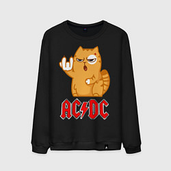 Свитшот хлопковый мужской ACDC rock cat, цвет: черный
