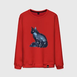 Свитшот хлопковый мужской Космический кот, цвет: красный