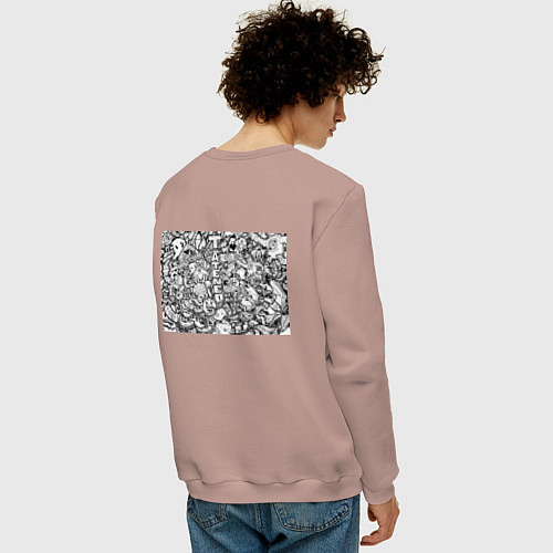 Мужской свитшот Doodle граффити / Пыльно-розовый – фото 4