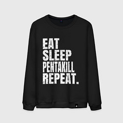 Свитшот хлопковый мужской EAT SLEEP PENTAKILL REPEAT, цвет: черный