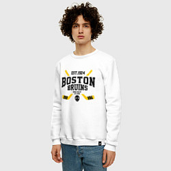 Свитшот хлопковый мужской Бостон Брюинз, цвет: белый — фото 2