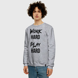 Свитшот хлопковый мужской Work hard Play hard, цвет: меланж — фото 2