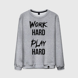 Свитшот хлопковый мужской Work hard Play hard, цвет: меланж