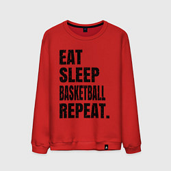 Свитшот хлопковый мужской EAT SLEEP BASKETBALL REPEAT, цвет: красный