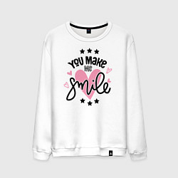 Свитшот хлопковый мужской You Make me Smile, цвет: белый